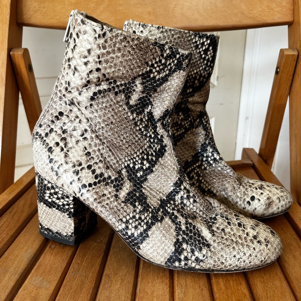 Snakeskin Pattern Ankle Boots